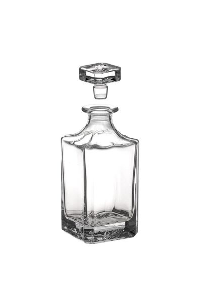 OEM Square Transparent Bottle with Embossed Stripes for Liquor 750ml