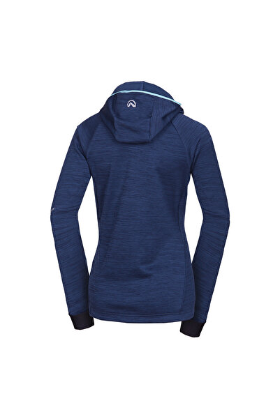 NORTHFINDER Bluza fleece melange cu gluga pentru femei Buin melangeblue