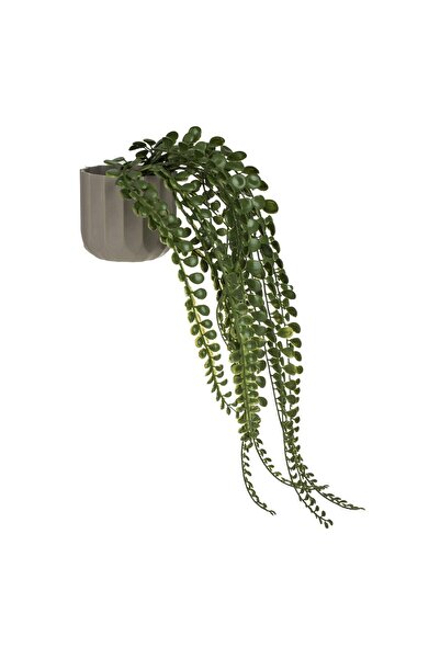 OEM Decorative Plastic Pot Taupe with Artificial Draining Plant Ø8x40cm