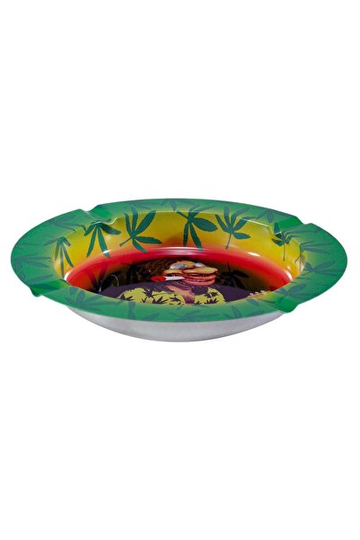 OEM Round Metal Ashtray with Jamaica Pattern Ø7x7cm