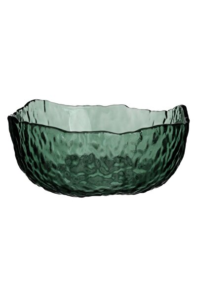 OEM Smoky Green Glass Bowl with Embossed Pattern 370ml