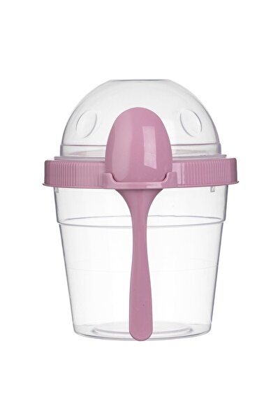 OEM Plastic Take Away Snack Casserole with Pink Spoon 500ml