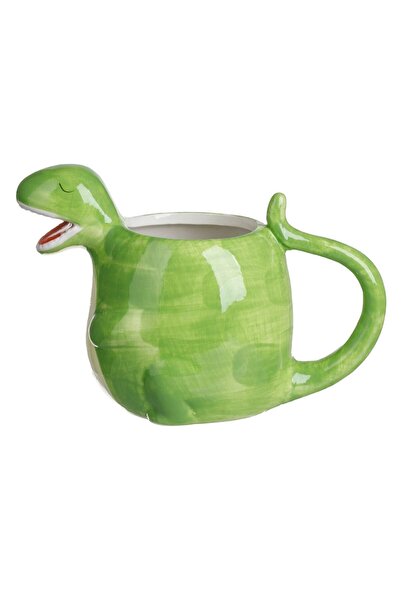 OEM Green Round Ceramic Mug with 3D Dinosaur Pattern 320ml