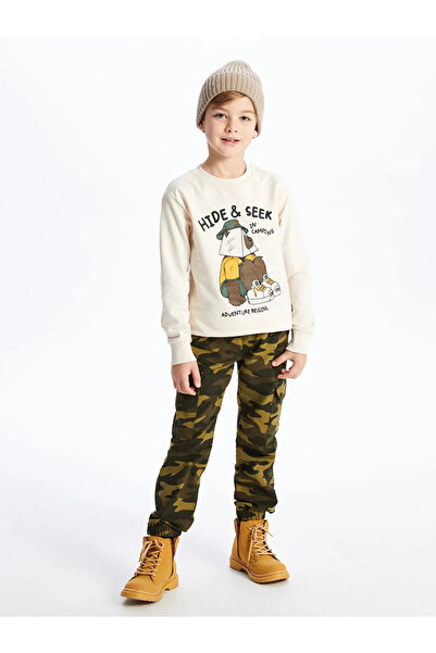 LC Waikiki Μακρυμάνικο μπλουζάκι για αγόρι LCW Kids Beige Crew λαιμόκοψη