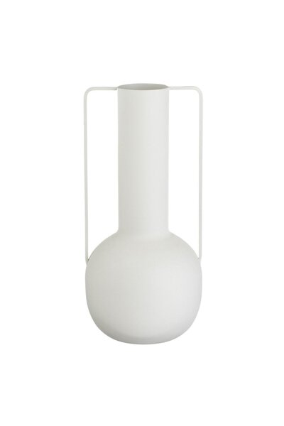 OEM Matte Ecru Metal Vase with Two Handles Ø14x30.5cm