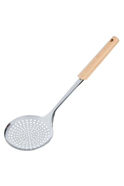 OEM Lingura cu Gauri Metalica cu Maner de Lemn 35cm.