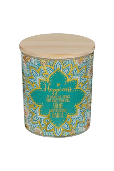 OEM White Scented Candle with Vanilla Aroma in Ethnic Printed Container & Lid...