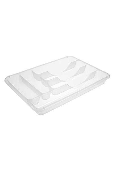 OEM 6 Compartments Transparent Plastic Cutlery Holder 40x30x4.5cm
