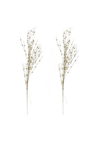 OEM Decorative Branches with Gold Glitter Balls & 10 LED Bulbs 76cm - 2pcs
