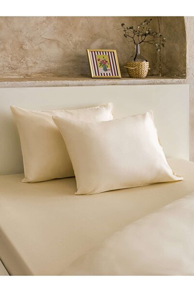 homewell Premium Natural Cotton Satin King Size Duvet Cover Set 220X240 Cream Beige – Hypoallergenic, Silky Soft