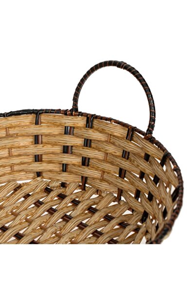 OEM Round Decorative Kitchen Basket Ecru Brown Woven Ø31.5x8.5cm