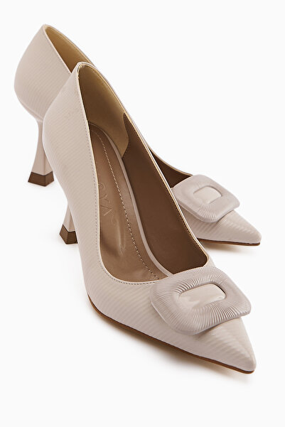 Limoya Hiam Beige Buckle Women's Heeled Shoes