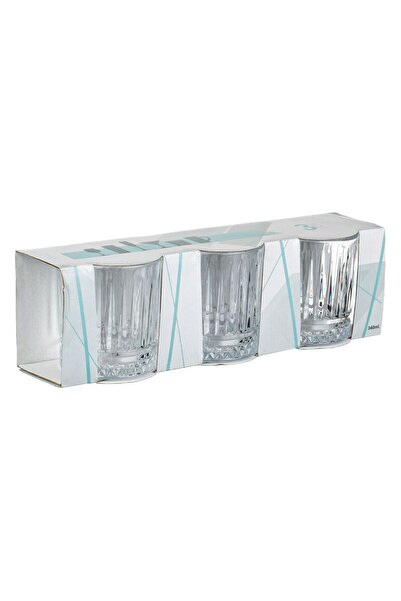 OEM Set of 3 Whiskey Glasses with Stripes & Rim 340ml