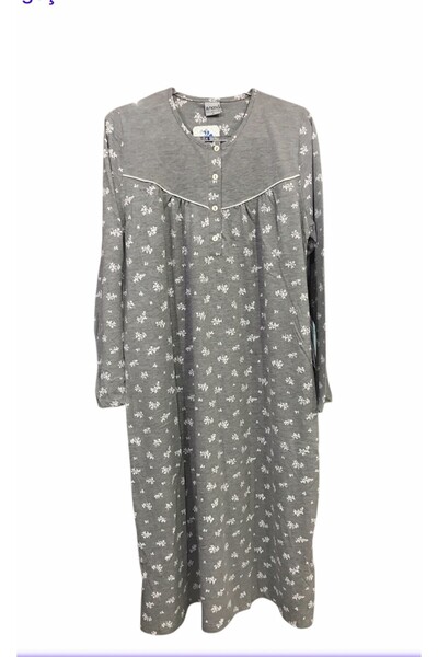 Nena Long Sleeve Robe with Patch 100% Cotton Nightgown-12773