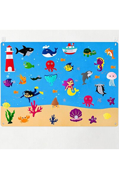 OEM Tablă de activități pentru copii, din fetru, 74,9 x 104 cm, 32 de piese t...