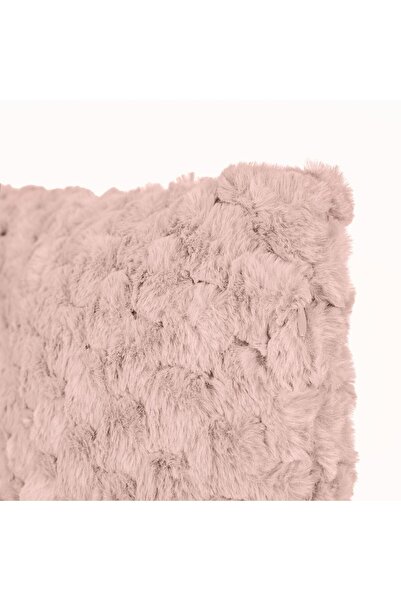 OEM Pink Faux Fur Decorative Pillow with Embossed Pattern for Sofa 60x60cm