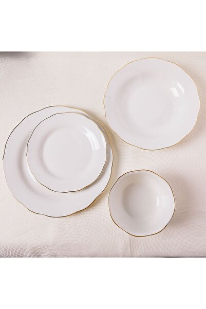 OEM Beige Porcelain Fruit Plate "Wavy Gold Metallic" 19cm