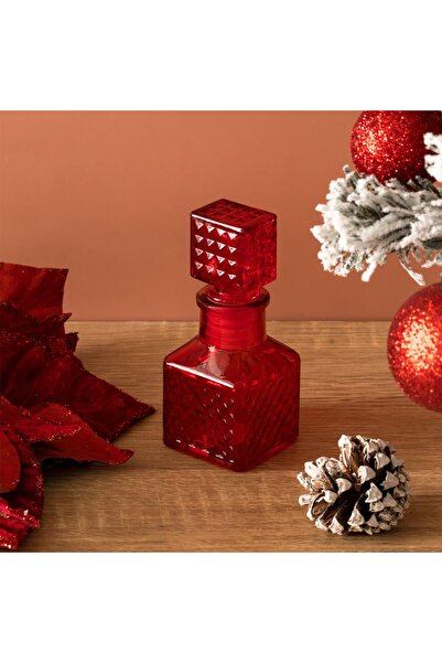 OEM Mini Red Glass Bottle with Checkered Pattern for Liqior 50ml