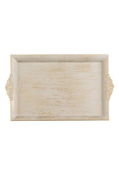 OEM Decorative Rectangular Plastic Plate Beige Gold Brushed 40.5x26x2.5cm