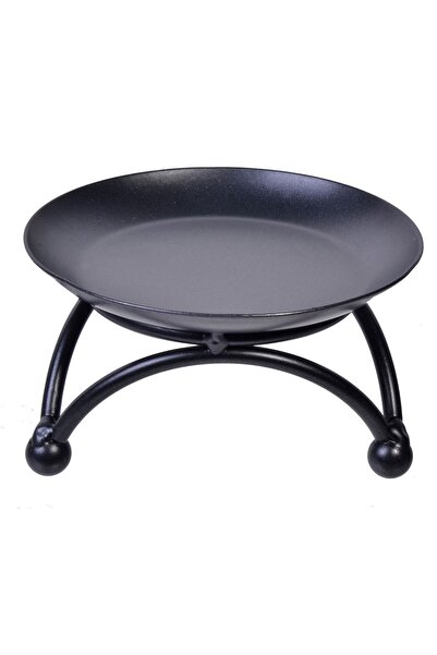 OEM Suport Metalic Negru Rotund pentru Lumanare Ø10x6cm