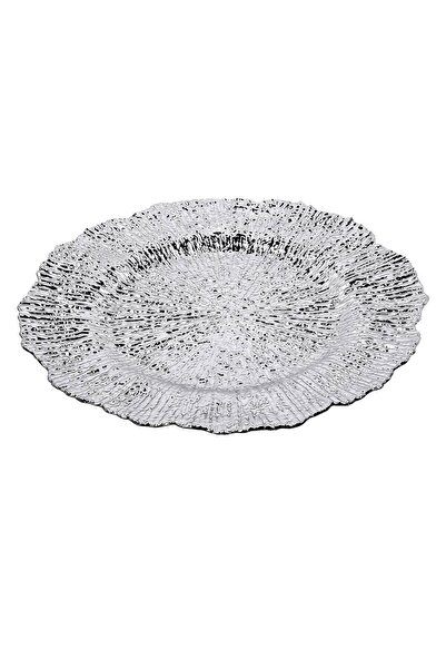 OEM Round Plastic Decorative Christmas Plate Silver Relief Pattern Ø32.5cm