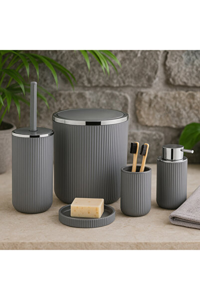 Kitchen Line طقم حمام فاخر مكون من 5 قطع مع تفاصيل فضية