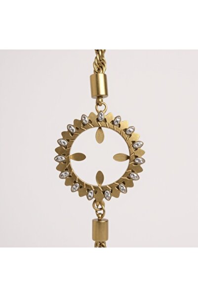 stainless steell Halat Zincirli Çeyrek Altın Çerçeveli Çelik Bileklik