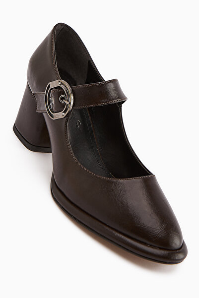 Limoya Nana Brown Buckle Heeled Women's Shoes