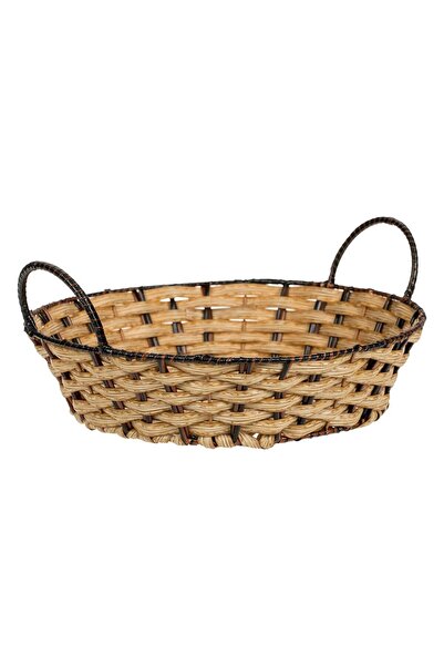 OEM Round Decorative Kitchen Basket Ecru Brown Woven Ø31.5x8.5cm