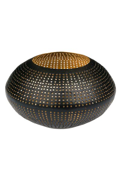 OEM Black Gold Dots Metal Candle Holder Ø14x7cm