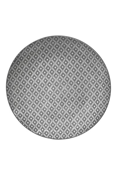 OEM White Porcelain Plate with Gray Pattern Ø26.5cm