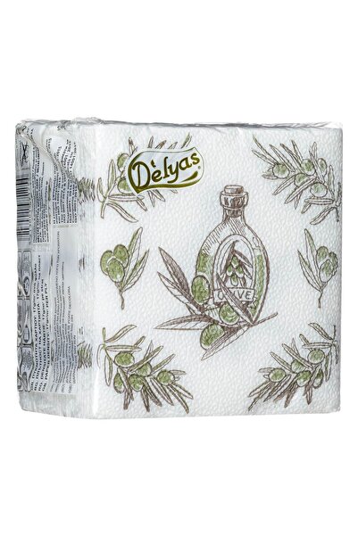 OEM White 1-Ply Table Napkins Olive Pattern 28x28cm - 50pcs