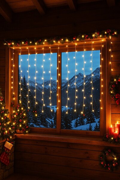 BeySüS Christmas Pine Tree Ornament Curtain Led Daylight 3m X 1.5m