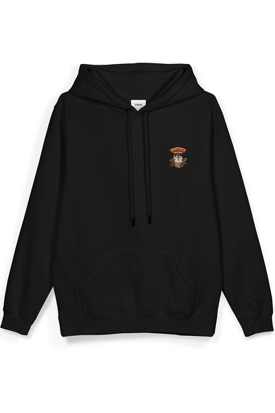 Overoz Back Printed Hooded Oversized Sweatshirt Black Hoodie H1392