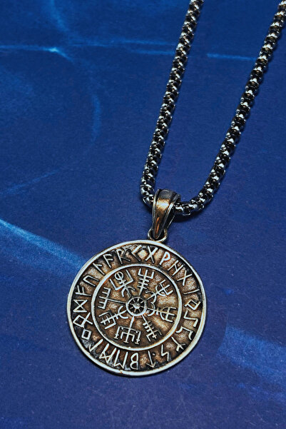 Begondio Viking Pusula El İşçiliği 925 Ayar Gümüş Erkek Kolye