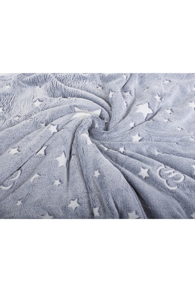 zola Fluffy blanket with phosphorescent inserts, soft and pleasant, star pattern, 150x200 cm, gray