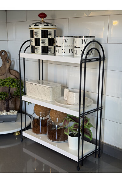 Halemfa ÜÇLÜ OVAL RAF Mutfak Raf BEYAZ Tezgah Üstü Raf Kahve Köşesi Raf Banyo...