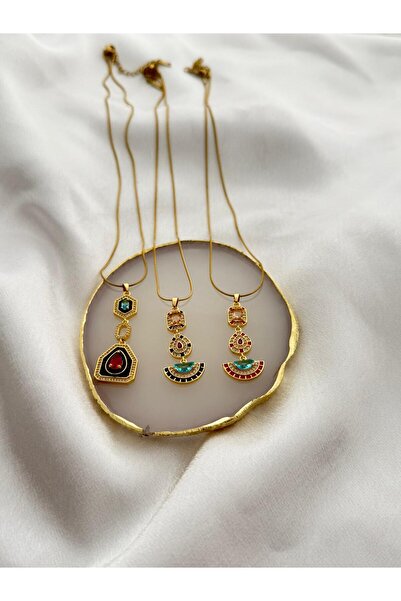 Liberta Aksesuar Mavi Baget Taş Çelik Kolye