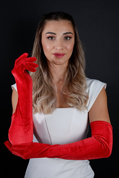 Hayalperest boncuk Long Velvet Evening Dress Gloves Party Prom Wedding Accessory