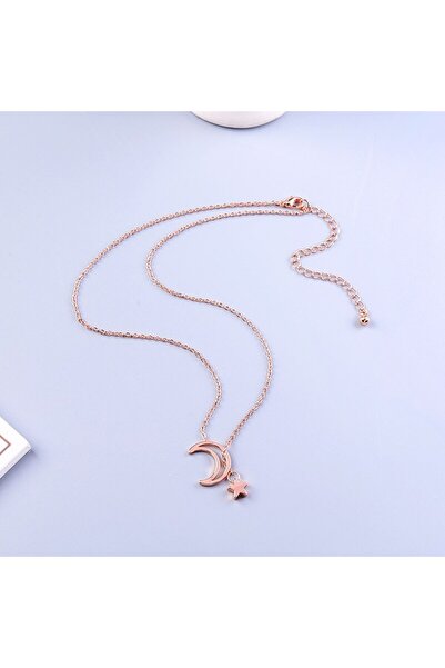 GlaMLo Accessories Colier lantisor auriu stea luna