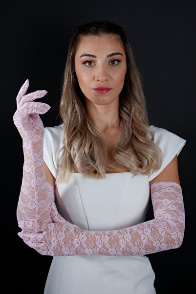 Hayalperest boncuk Elbow Length Elegant Ruched Long Evening Dress Engagement Gloves Henna Wedding Nikah