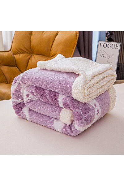 JOJO HOME 3D butterfly blanket, with fur, cocolino, 200x230cm, Purple