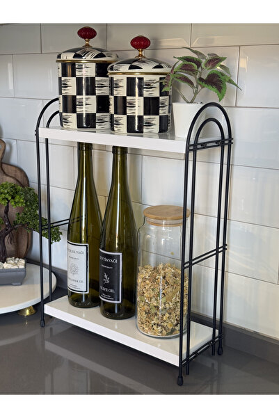 Halemfa İKİLİ OVAL RAF Mutfak Raf BEYAZ Tezgah Üstü Raf Kahve Köşesi Raf Bany...