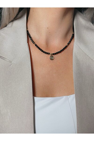 MITH SB TAKI PASLANMAZ ÇELİK ÖZEL TASARIM SİYAH BONCUK&DORİKA BOHEM KOLYE