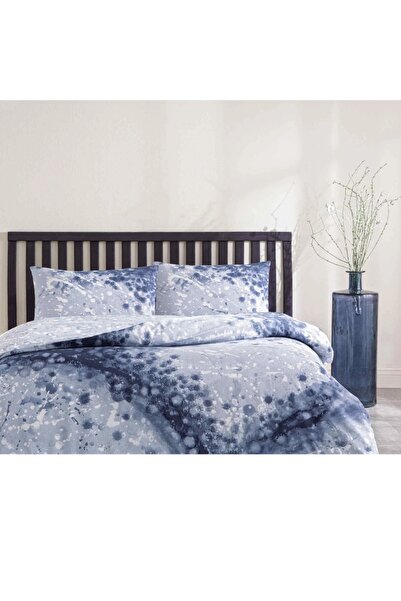 Talis Double Bed Linen with Elastic Rex Navy Blue, 160x200, 100% Cotton