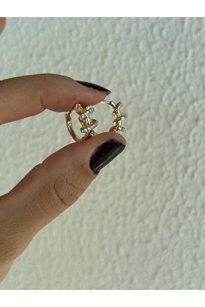 Butik Çelik 14k Sarmal Taşlı Minik Halka Küpe