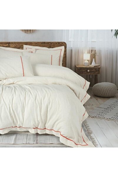 OEM Lenjerie de Pat Banded Portocaliu 6 Piese (Bumbac 100%)