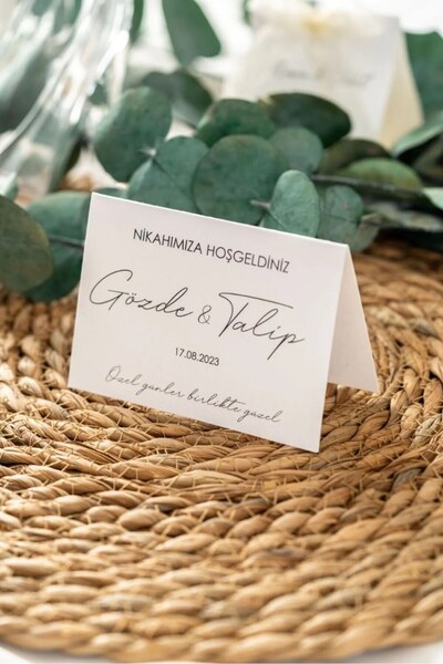 izmirdenet 10 Adet Davetiye , Düğün Nişan Davet Masa Kartı, Hoşgeldiniz Kartı