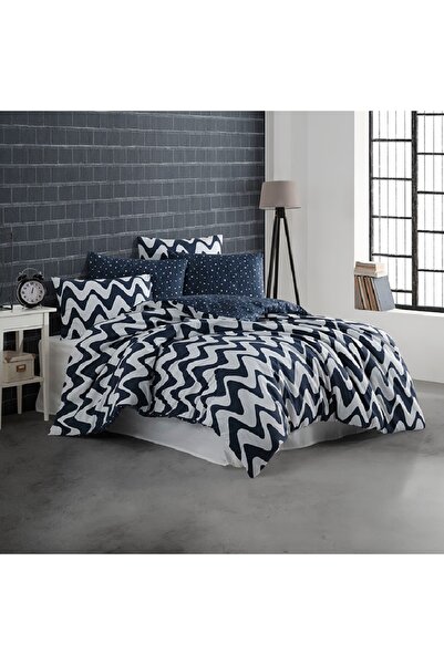 Talis Waves Blue Double Bed Linen, 100% Cotton
