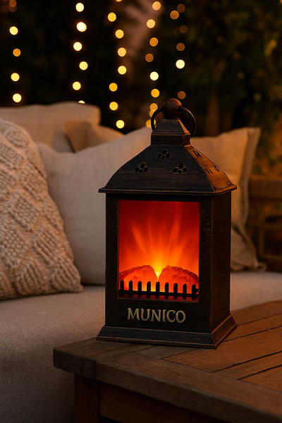 Munico Şömine Efektli LED Lamba Çeyizlik Fener Görünümlü, Enerji Tasarruflu |...